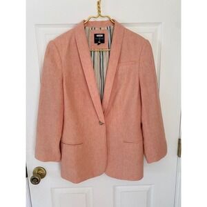 The Limited Coral Pink Linen Blend Shawl Collar Blazer Jacket Womens Large L